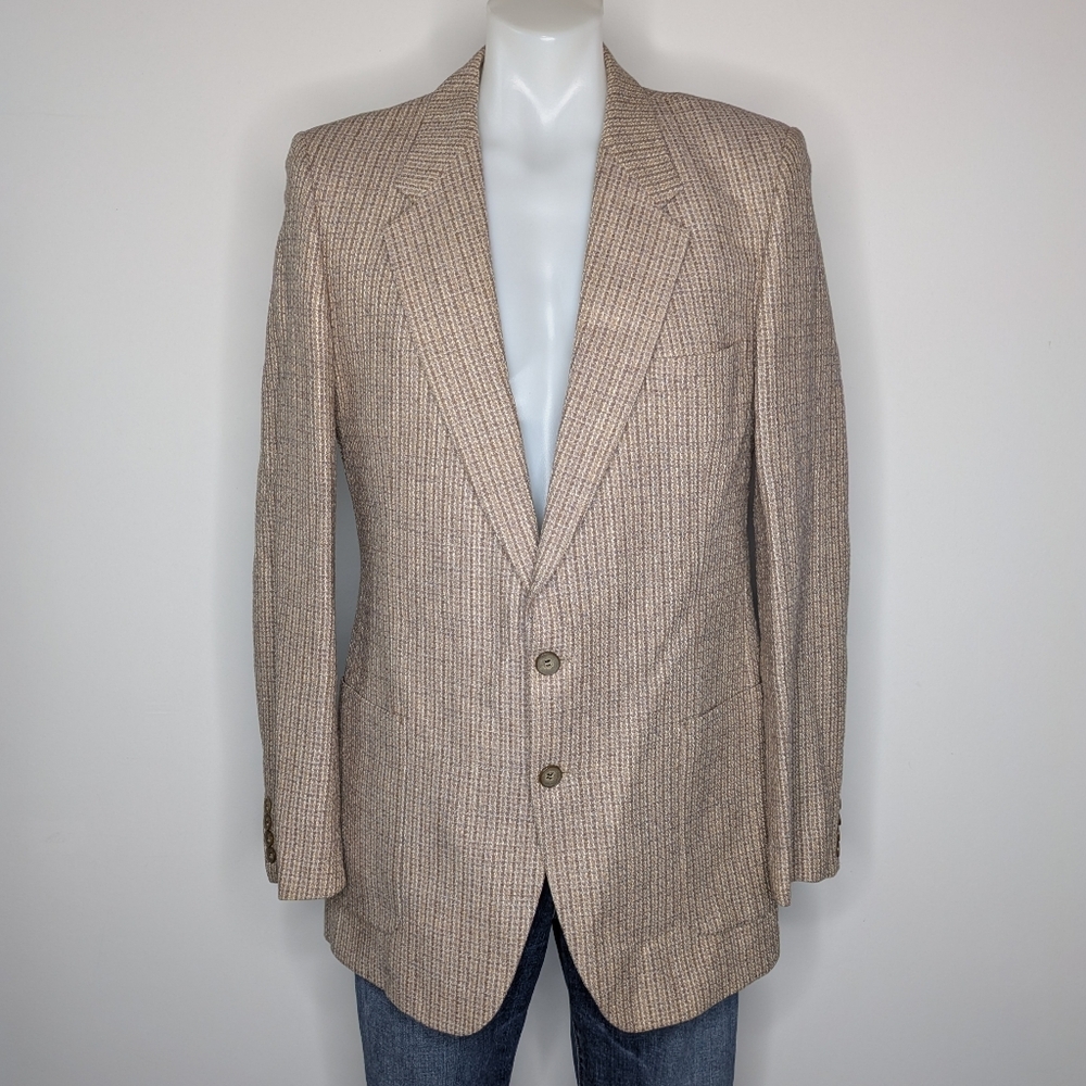 Vintage Yves Saint Laurent Brown Tan Purple Woven Blazer Jacket